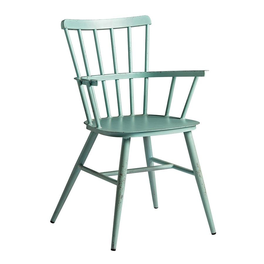 Spindle Arm Chair - Light Blue - Aluminium Frame