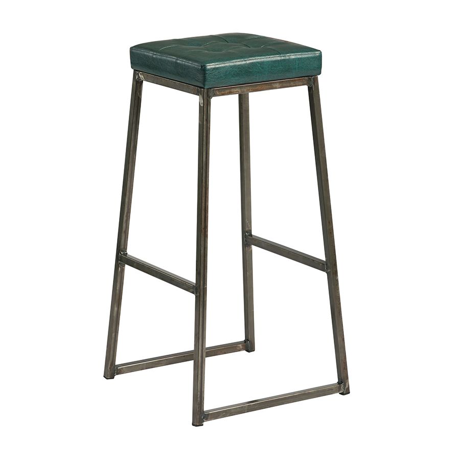 Style High Stool  Lacquered metal frame - Teal Padded  Seat Pad.