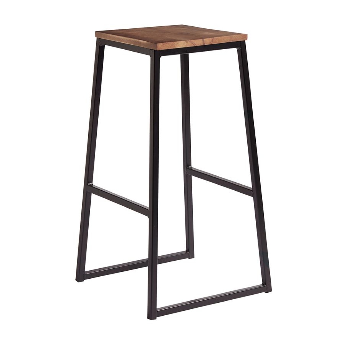 Fergner  Matt Black Metal Frame - Rustic Wooden Seat