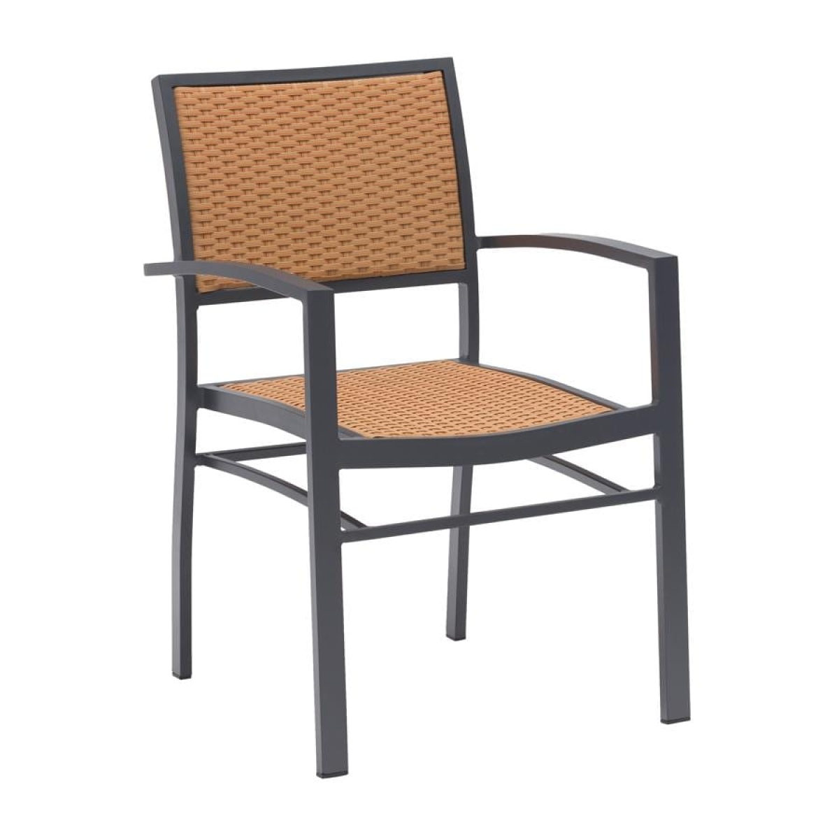 Song Armchair - Anthracite Aluminium Frame - Tan Weave