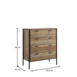 Kretin 4 Drawer Chest Rustic Oak Industrial Style Bedroom Furniture