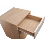 Dallone Sonoma Oak Nightstand with White Drawer and Open Storage