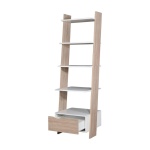 Dunort Ladder Bookcase With Drawer White & Sonoma Oak