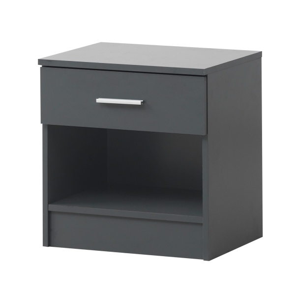 Renio  Nightstand With 1 Drawer Dark Grey