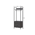 Kahra Black Open Wardrobe with 2 Drawers and Oak Effect Finish