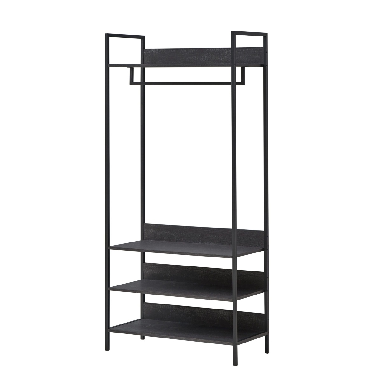 Kahra Open Wardrobe With 4 Shelves Black