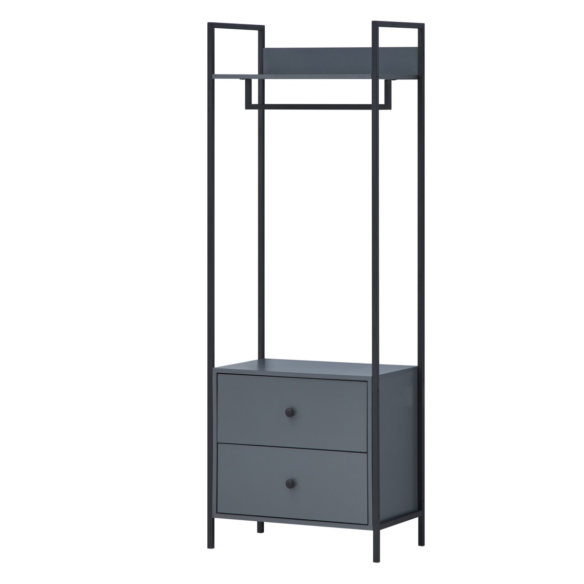 Kahra Open Wardrobe With 2 Drawers Dark Grey