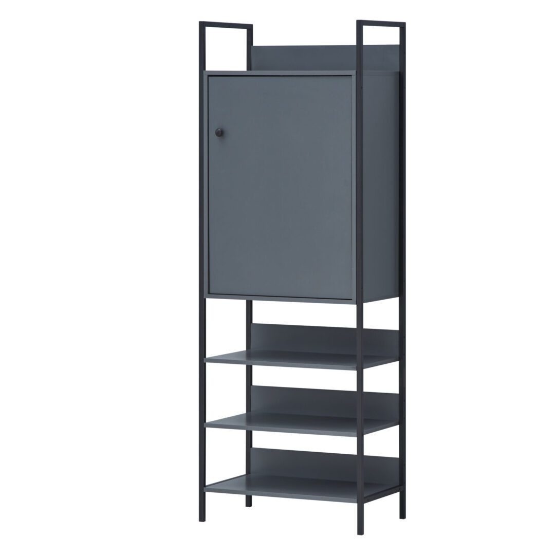 Kahra Storage Cabinet With 1 Door & 3 Shelves Dark Grey
