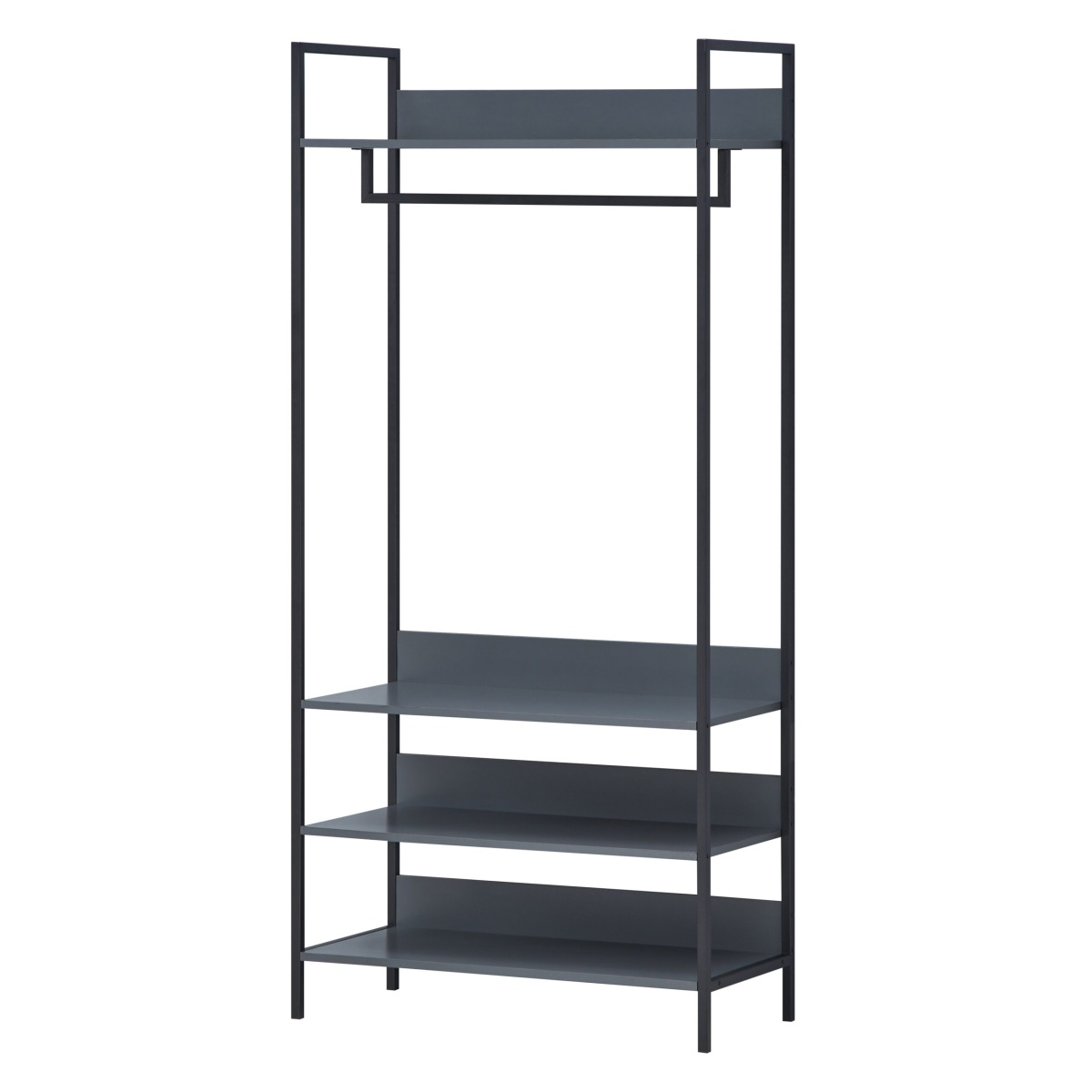 Kahra Open Wardrobe With 4 Shelves Dark Grey