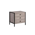 Kahra Nightstand Three Drawers Ash Oak.