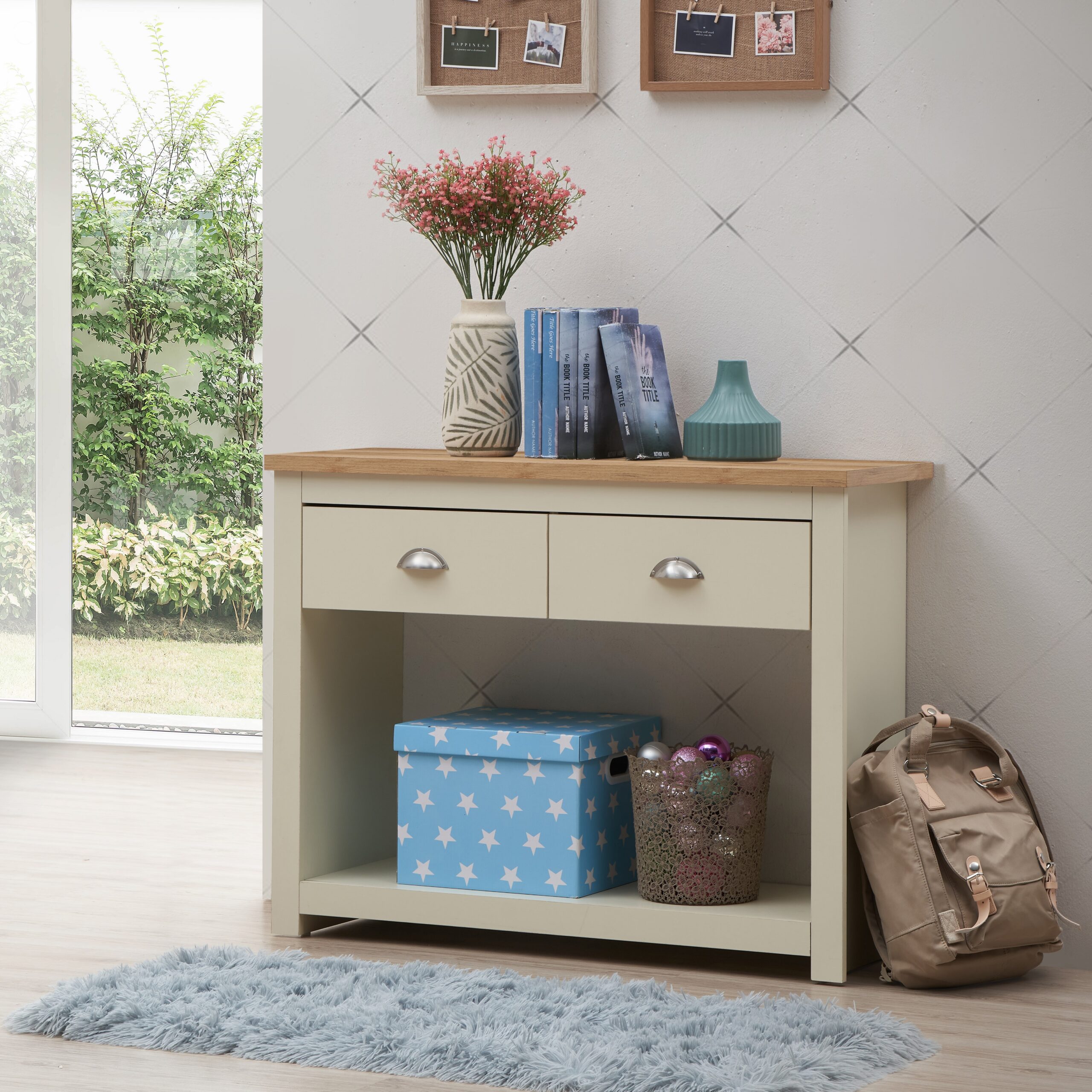 Cisnon Cream 2 Drawer Console Table Cream