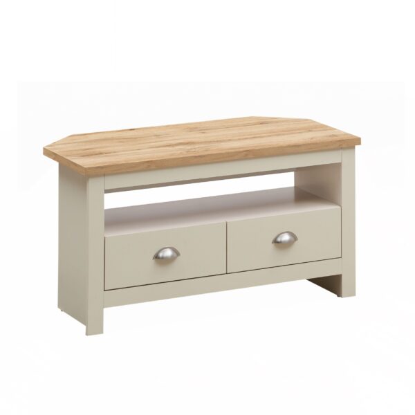 Cisnon Cream Corner TV Unit 2 Drawers Cream