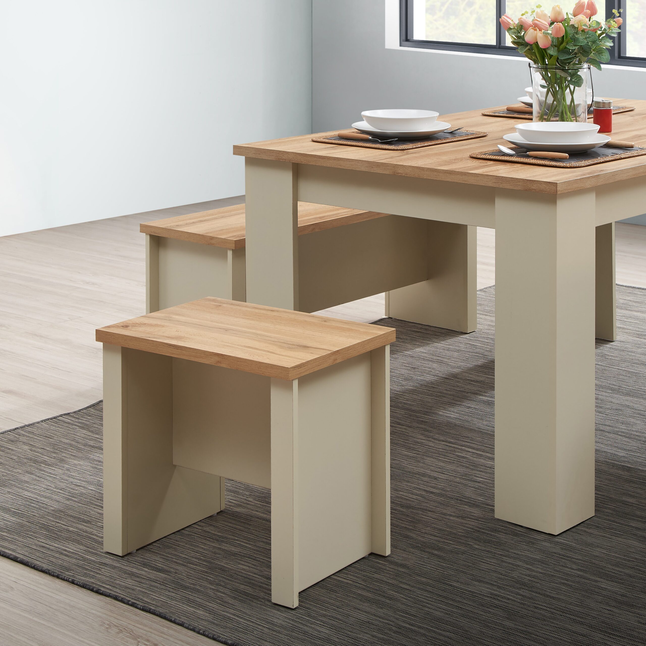 Cisnon Cream Dressing Table Stool Cream