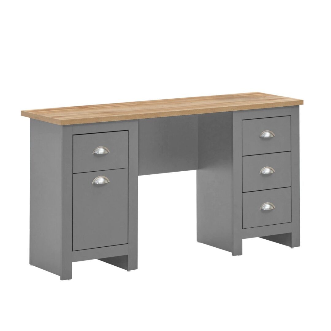Cisnon Light Grey 5 Drawer Desk Light Grey