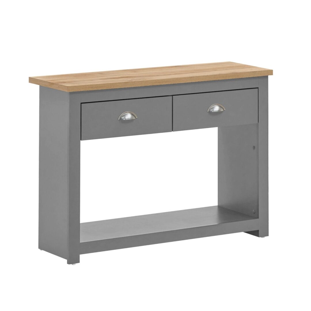 Cisnon Light Grey 2 Drawer Console Table Light Grey
