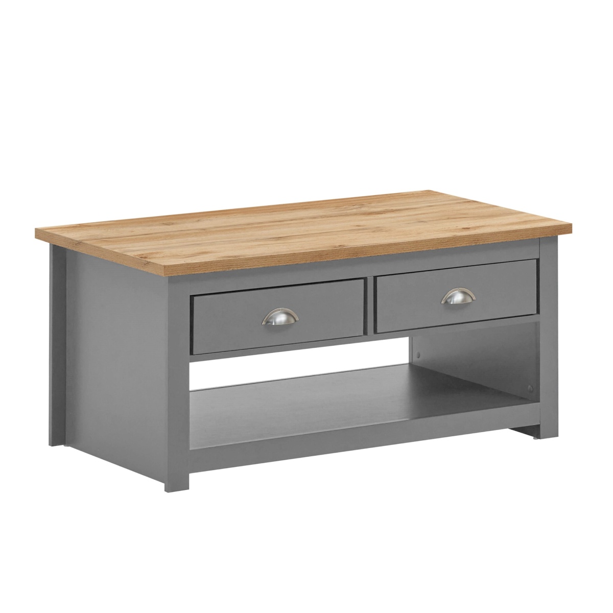 Cisnon Light Grey 2 Drawer Coffee Table Light Grey