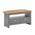 Cisnon Light Grey Corner TV Unit 2 Drawers Light Grey