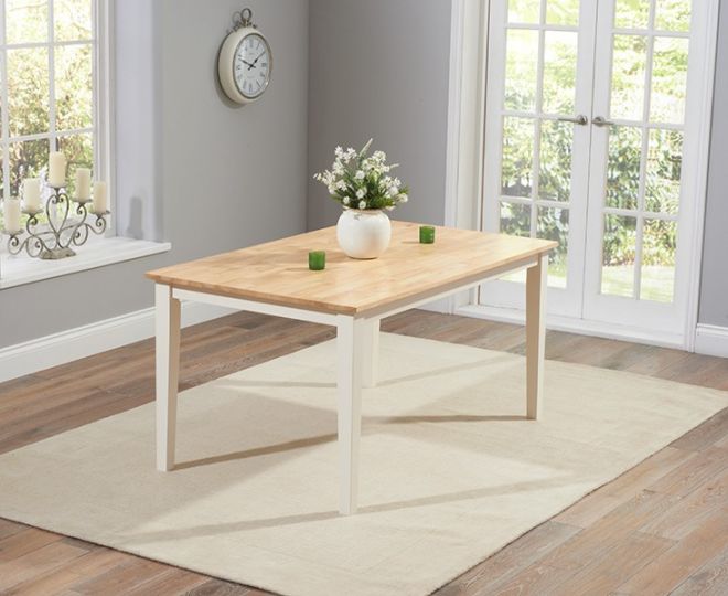 Chester Solid Hardwood & Painted 150cm Dining Table Oak & Cream