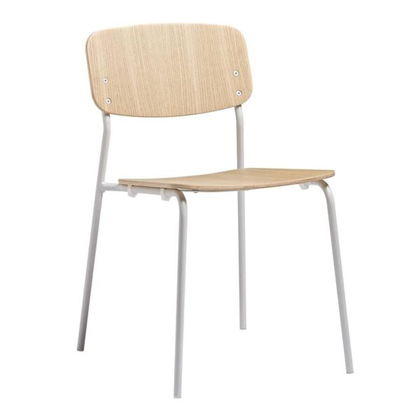 Vorsta Stacking Side Chair In Clear Ash White Frame