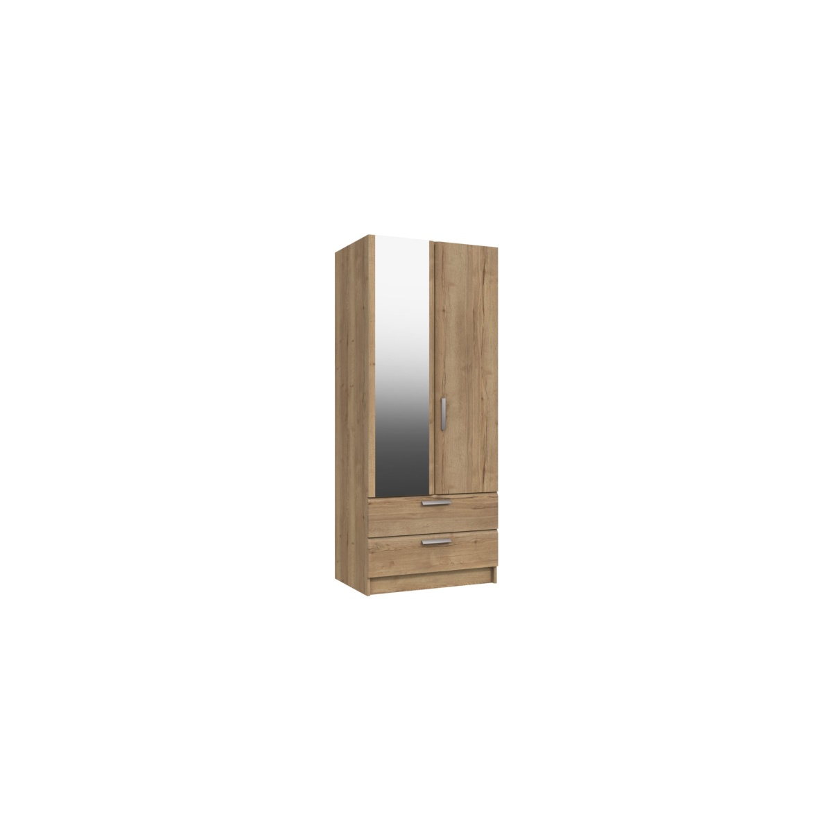 Wister Two Door Two Draw Mirror Wardrobe - Rustic Oak