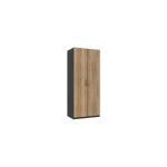 Wister Two Door Wardrobe - Graphite Rustic Oak