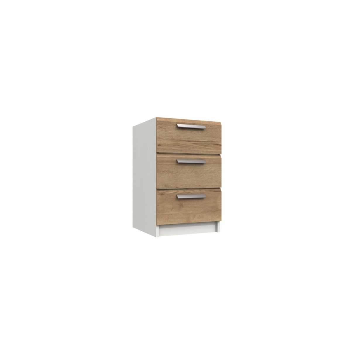 Wister Three Drawer Bedside Table - White Rustic Oak