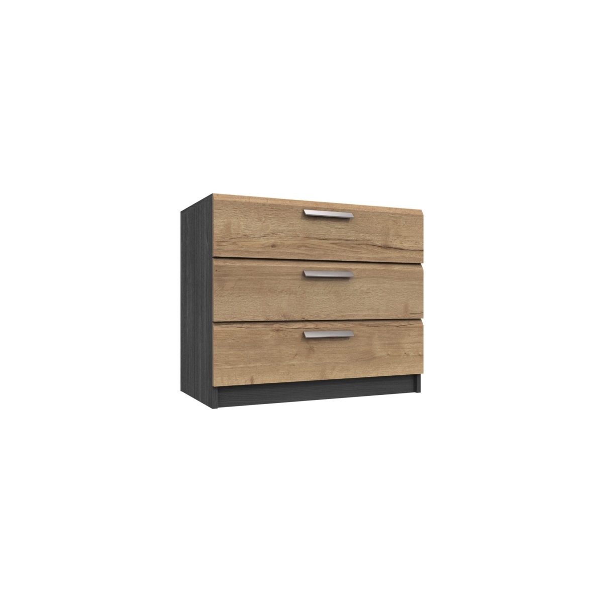 Wister Three Drawer Chest - Graphite Rustic Oak