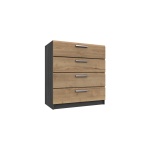 Wister Four Drawer Chest - Graphite Rustic Oak