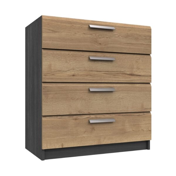 Wister Four Drawer Chest - Graphite Rustic Oak