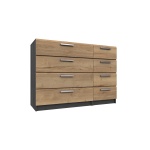 Wister Four Drawer Double Chest - Graphite Rustic Oak