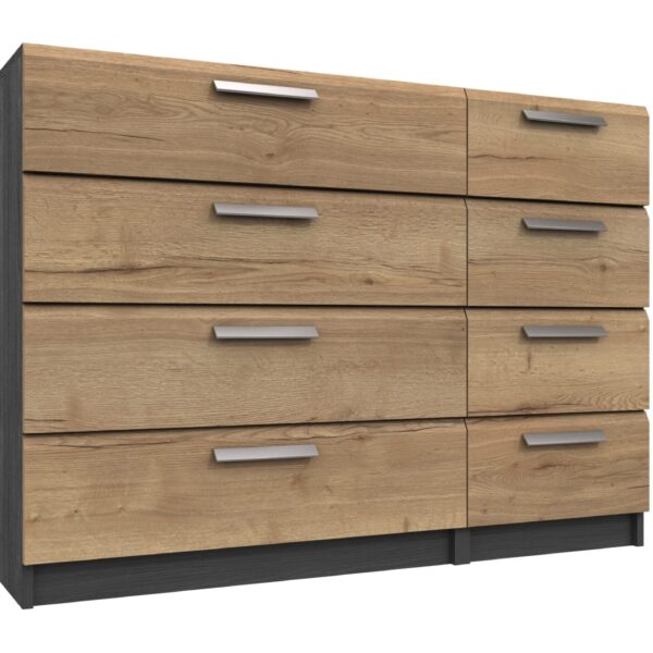 Wister Four Drawer Double Chest - Graphite Rustic Oak