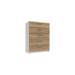 Wister Five Drawer Chest - White Rustic Oak