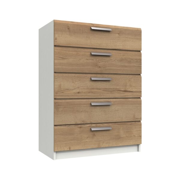 Wister Five Drawer Chest - White Rustic Oak