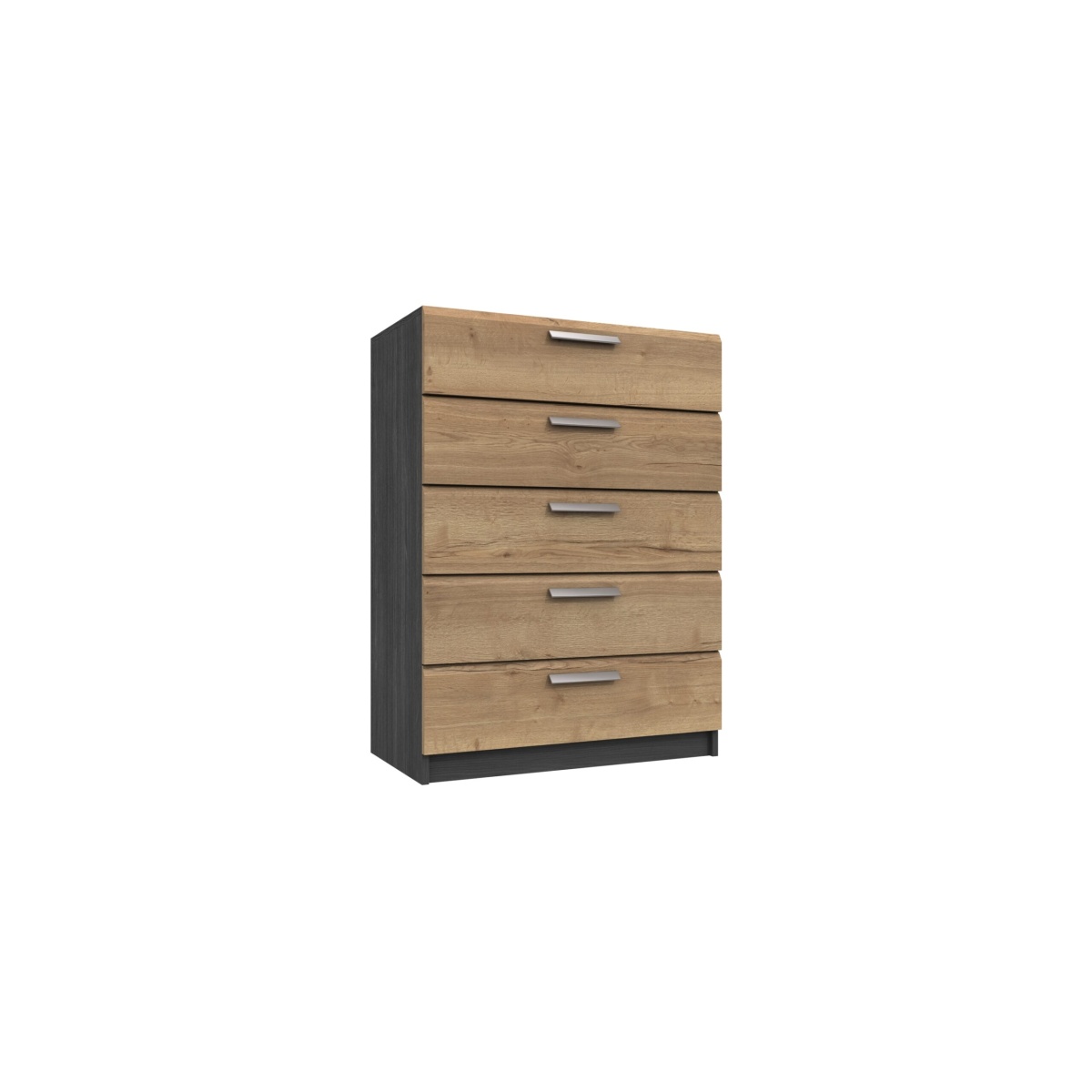 Wister Five Drawer Chest - Graphite Rustic Oak