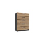 Wister Five Drawer Chest - Graphite Rustic Oak