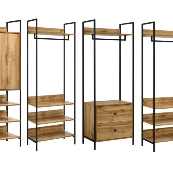 Cahra 4 Piece Bedroom Furniture Set Open Wardrobes Oak