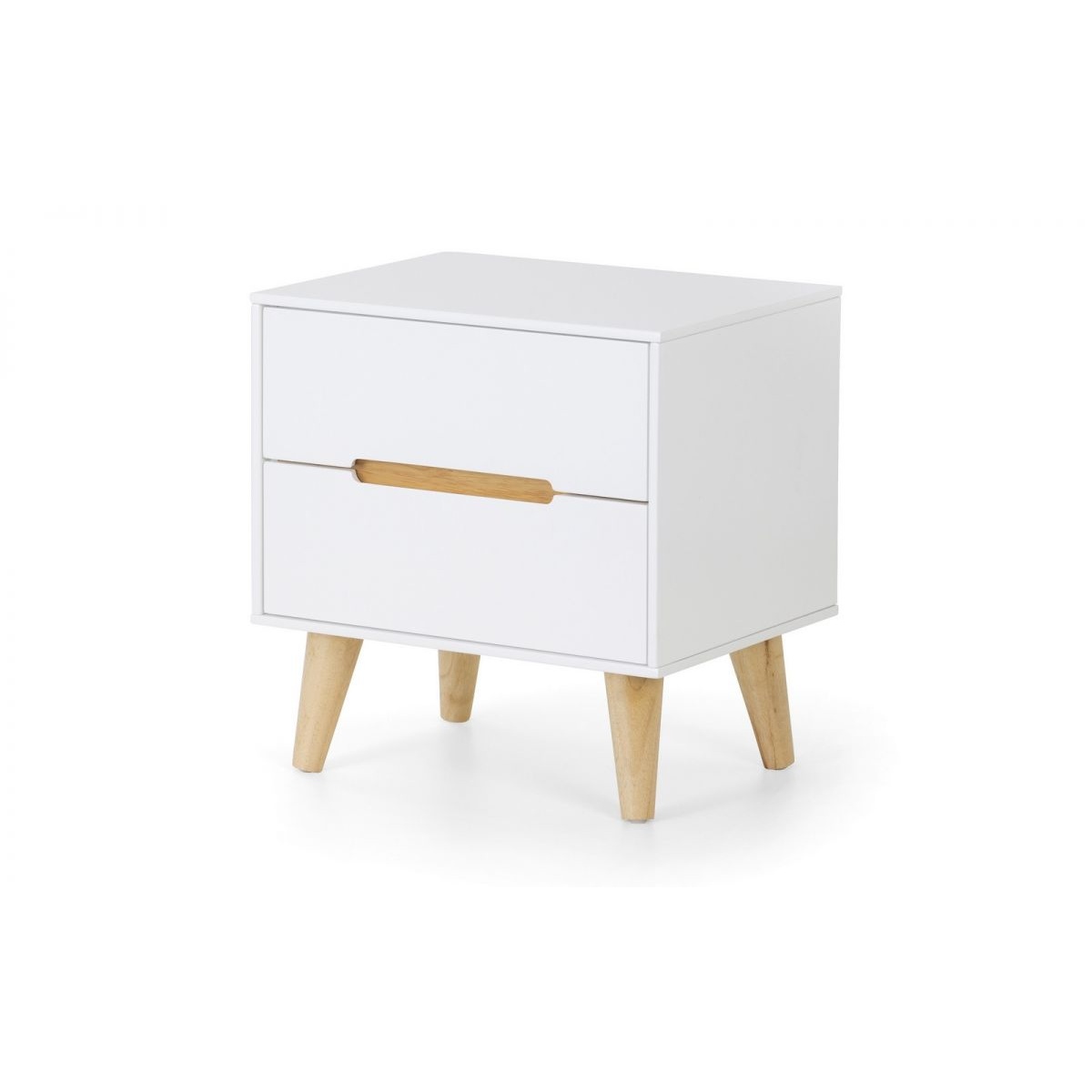 Basoni 2 Drawer Wide Bedroom Chest Scandinavian White Oak Legs