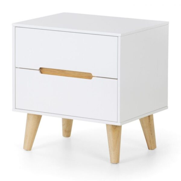 Basoni 2 Drawer Wide Bedroom Chest Scandinavian White Oak Legs