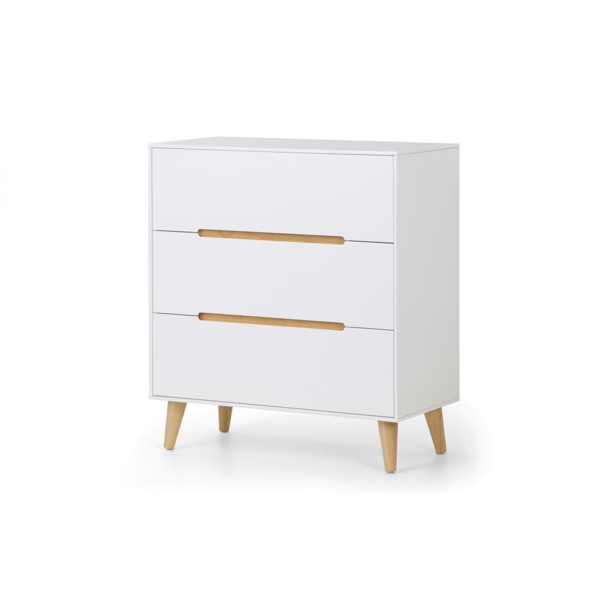 Basoni 3 Drawer Wide Bedroom Chest Scandinavian White Oak Legs