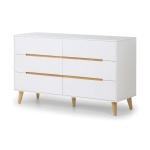 Basoni 6 Drawer Wide Bedroom Chest Scandinavian White Oak Legs