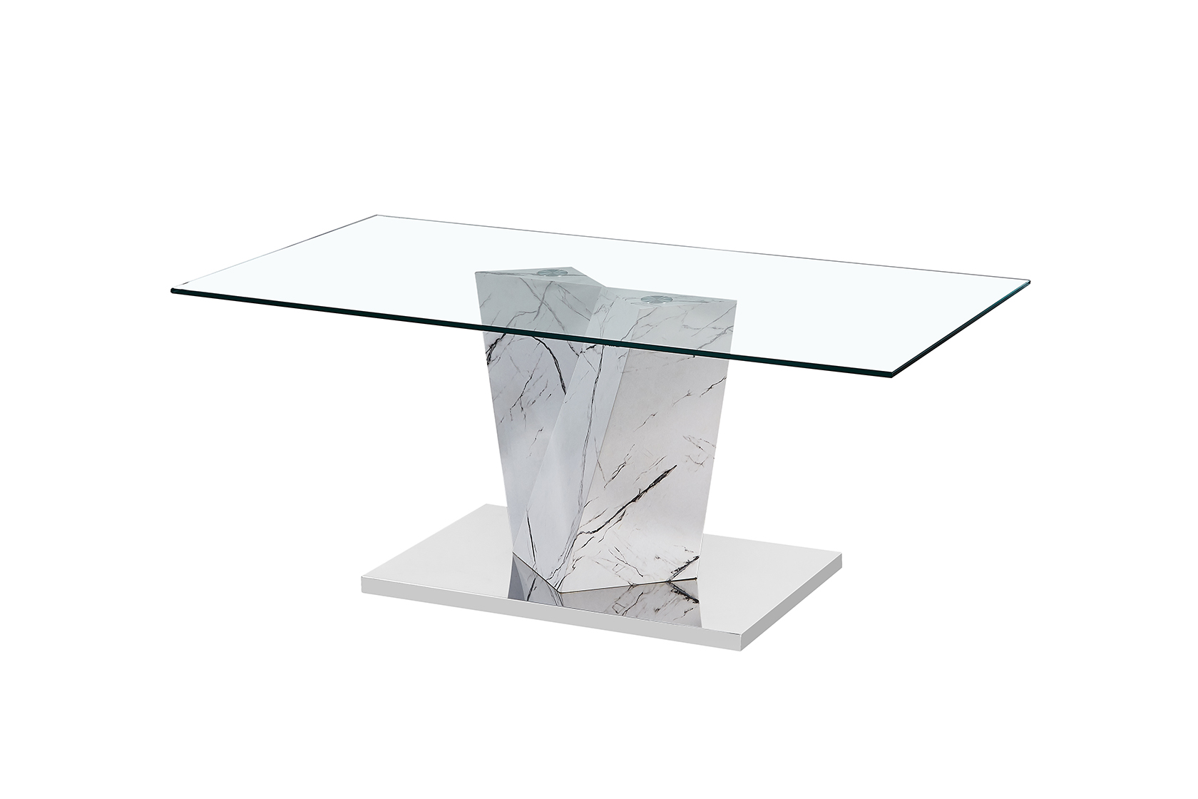 Apex Glass Coffee Table White Marble Effect Base