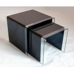 Angela Glass Nest Coffee Tables Clear Black