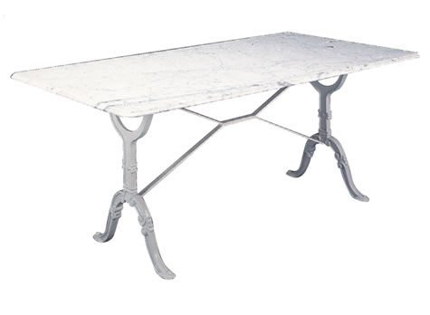 Aubray Large Marble Granite Table Cast Iron Legs
