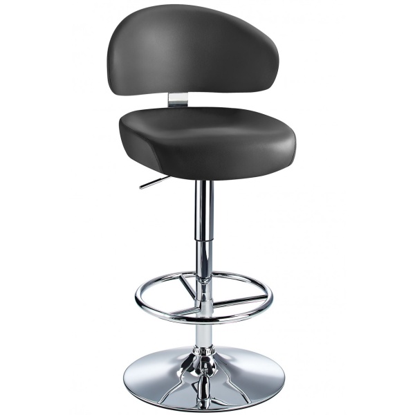 Jamaica Height Adjustable Bar Stool - Black Faux Leather .