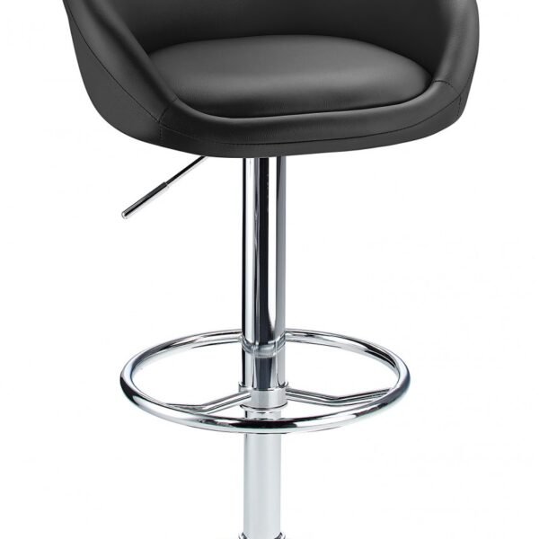 Lombardy Real Leather Stool Adjustable Height 3 Colours - Black.