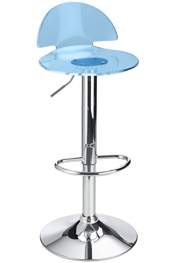 Celeston Blue Breakfast Bar Stool Perspex Transparent Height Adjustable