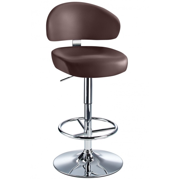 Jamaica Height Adjustable Bar Stool Brown Faux Leather .