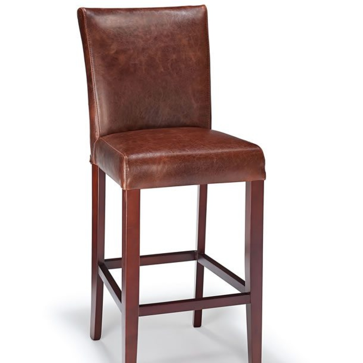 Charro Brown Aniline Real Leather Hardwood Frame Bar Stool