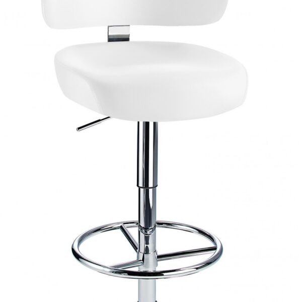 Jamaica Height Adjustable Bar Stool - White Faux Leather.