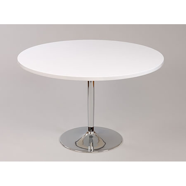 Becks Large White Round Table Table Chrome 100Cm Or 120Cm - 120